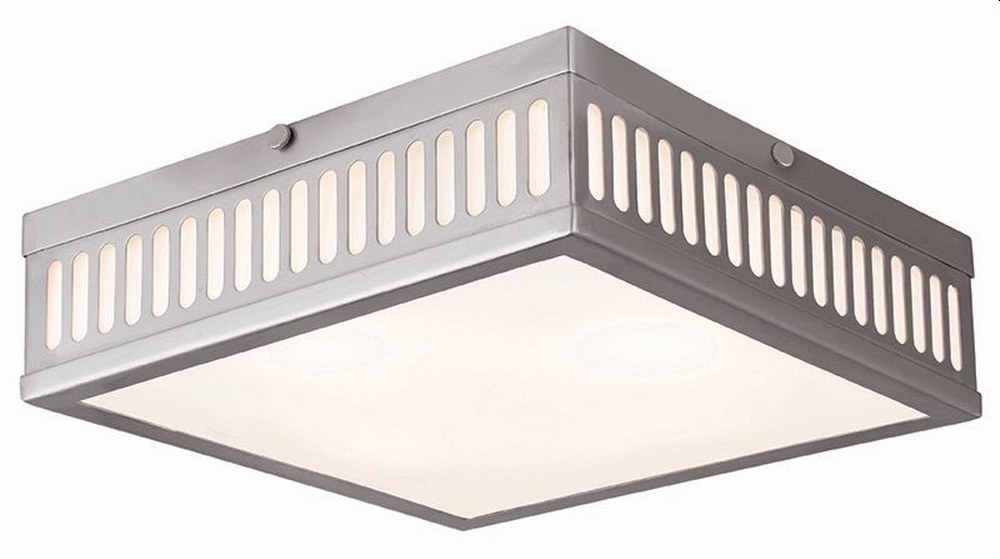 Livex Lighting-73164-91-Prentice - 3 Light Flush Mount in Prentice Style - 12.5 Inches wide by 3.75 Inches high Brushed Nickel  Brushed Nickel Finish with Satin Opal White Glass