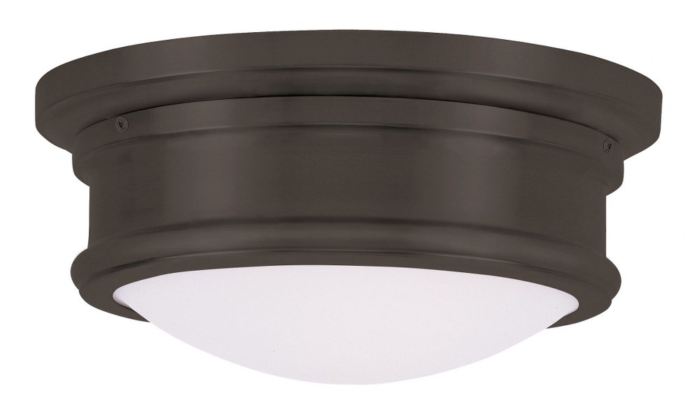 Livex Lighting-7341-07-Astor - 2 Light Flush Mount in Astor Style - 11 Inches wide by 4.5 Inches high Bronze  Bronze Finish with Satin White Glass