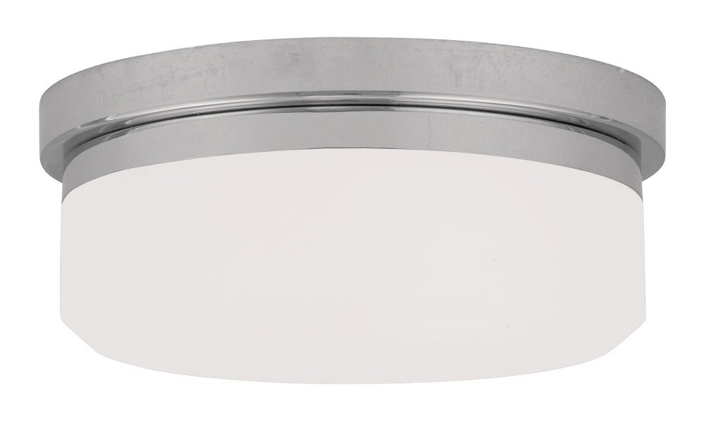 Livex Lighting-7390-05-Stratus - 2 Light Flush Mount in Stratus Style - 8 Inches wide by 4.5 Inches high Polished Chrome  Brushed Nickel Finish with Satin White Glass