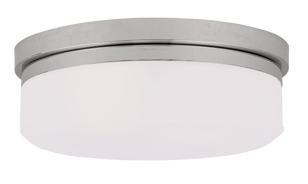 Livex Lighting-7392-05-Stratus - 2 Light Flush Mount in Stratus Style - 13 Inches wide by 4.25 Inches high Polished Chrome  Brushed Nickel Finish with Satin White Glass