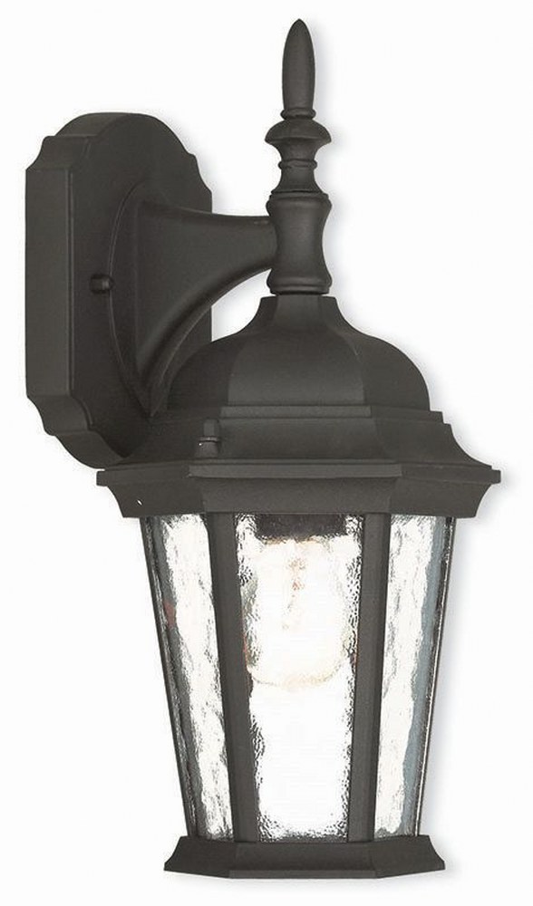 Livex Lighting-75460-14-Hamilton - 1 Light Outdoor Wall Lantern in Hamilton Style - 6 Inches wide by 12.5 Inches high   Textured Black Finish with Clear Water Glass