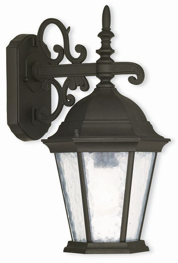 Livex Lighting-75462-14-Hamilton - 1 Light Outdoor Wall Lantern in Hamilton Style - 8 Inches wide by 15.25 Inches high   Textured Black Finish with Clear Water Glass