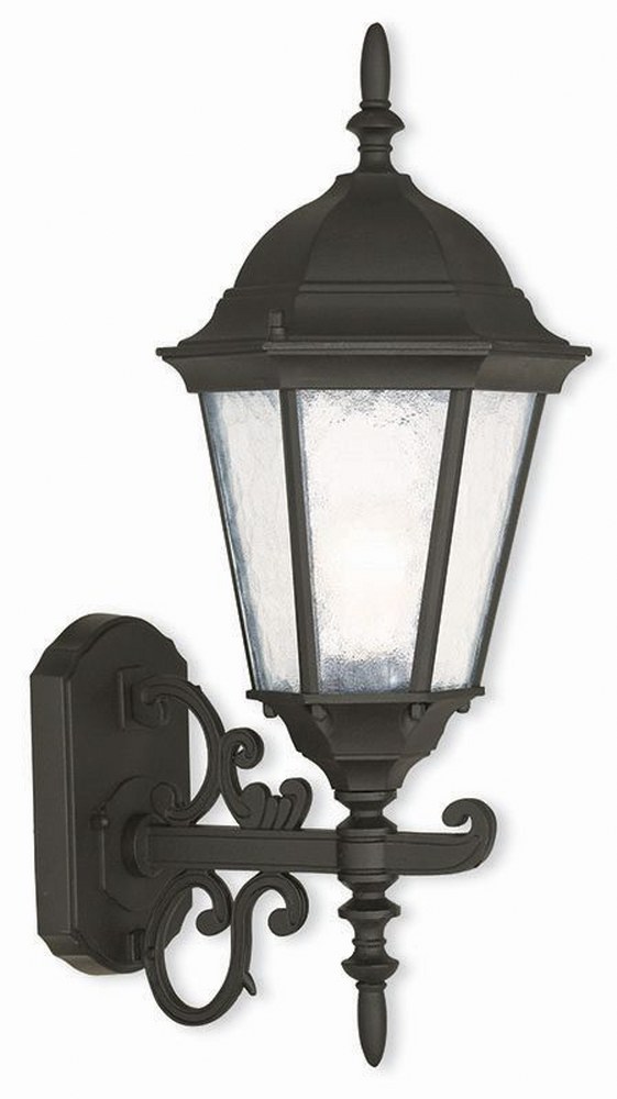 Livex Lighting-75463-14-Hamilton - 1 Light Outdoor Wall Lantern in Hamilton Style - 8 Inches wide by 20 Inches high   Textured Black Finish with Clear Water Glass