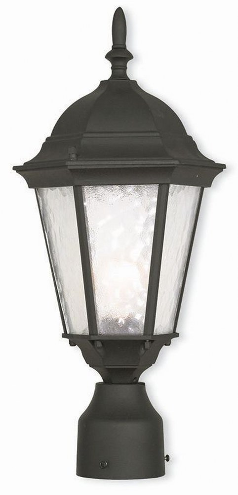 Livex Lighting-75464-14-Hamilton - 1 Light Outdoor Post Top Lantern in Hamilton Style - 8 Inches wide by 18 Inches high   Textured Black Finish with Clear Water Glass