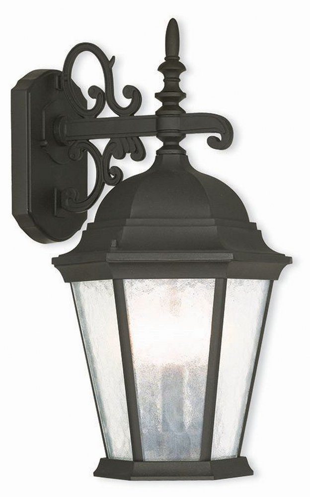 Livex Lighting-75466-14-Hamilton - 3 Light Outdoor Wall Lantern in Hamilton Style - 9.5 Inches wide by 18.5 Inches high   Textured Black Finish with Clear Water Glass