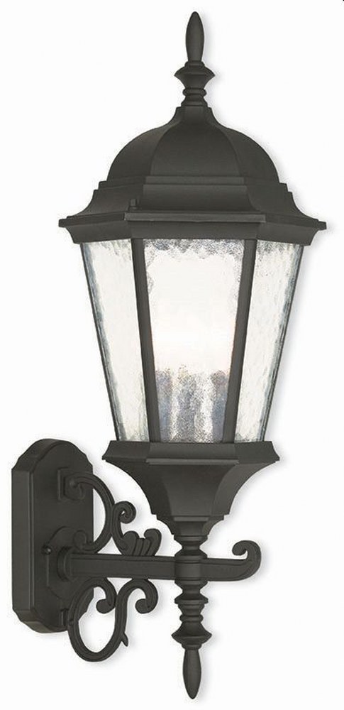 Livex Lighting-75467-14-Hamilton - 3 Light Outdoor Wall Lantern in Hamilton Style - 9.5 Inches wide by 23.5 Inches high   Textured Black Finish with Clear Water Glass