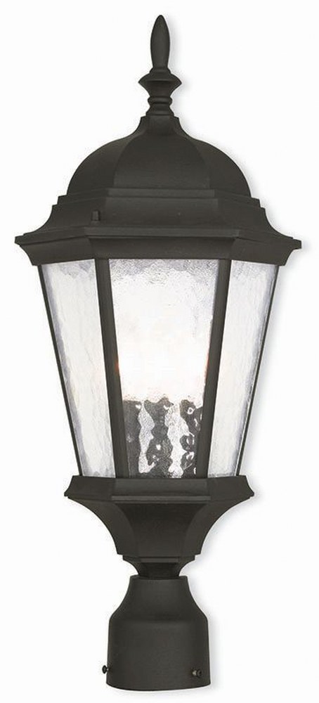 Livex Lighting-75468-14-Hamilton - 3 Light Outdoor Post Top Lantern in Hamilton Style - 9.5 Inches wide by 21 Inches high   Textured Black Finish with Clear Water Glass