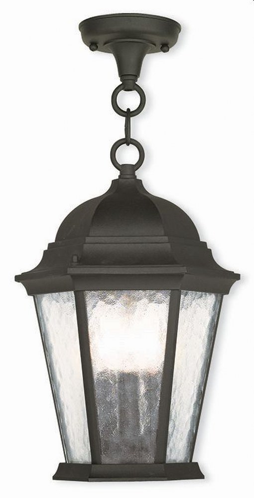 Livex Lighting-75469-14-Hamilton - 3 Light Outdoor Pendant Lantern in Hamilton Style - 9.5 Inches wide by 14 Inches high   Textured Black Finish with Clear Water Glass