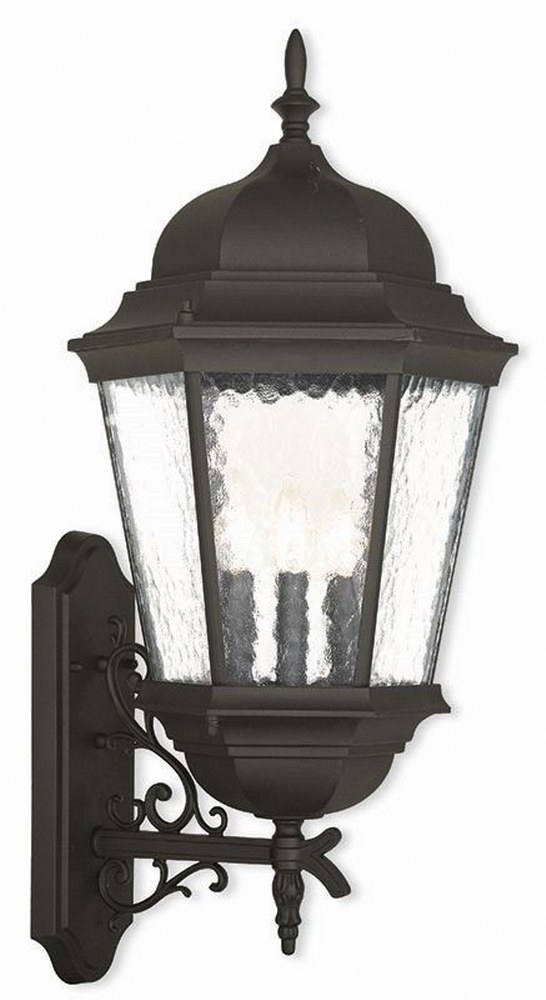 Livex Lighting-75472-14-Hamilton - 3 Light Outdoor Wall Lantern in Hamilton Style - 12.5 Inches wide by 30 Inches high   Textured Black Finish with Clear Water Glass