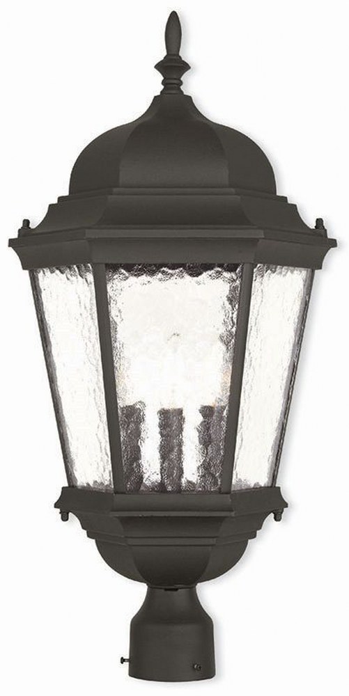 Livex Lighting-75474-14-Hamilton - 3 Light Outdoor Post Top Lantern in Hamilton Style - 12.5 Inches wide by 27 Inches high   Textured Black Finish with Clear Water Glass