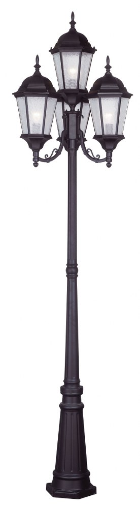 Livex Lighting-7557-07-Hamilton - 4 Light Outdoor 4 Head Post in Hamilton Style - 24.5 Inches wide by 95 Inches high   Bronze Finish with Clear Water Glass