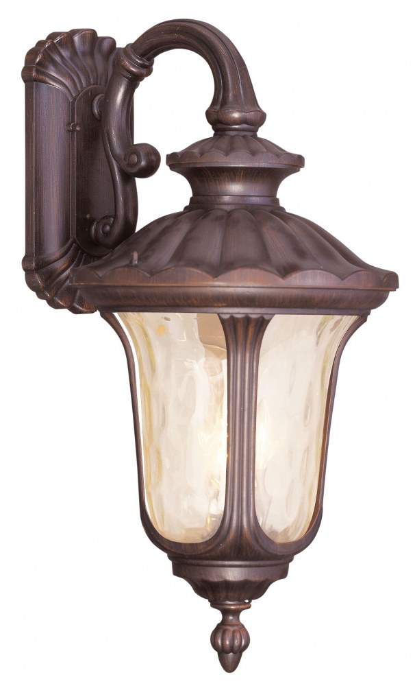 Livex Lighting-7663-58-Oxford - 3 Light Outdoor Wall Lantern in Oxford Style - 13.75 Inches wide by 28 Inches high Imperial Bronze  Imperial Bronze Finish with Light Amber Water Glass