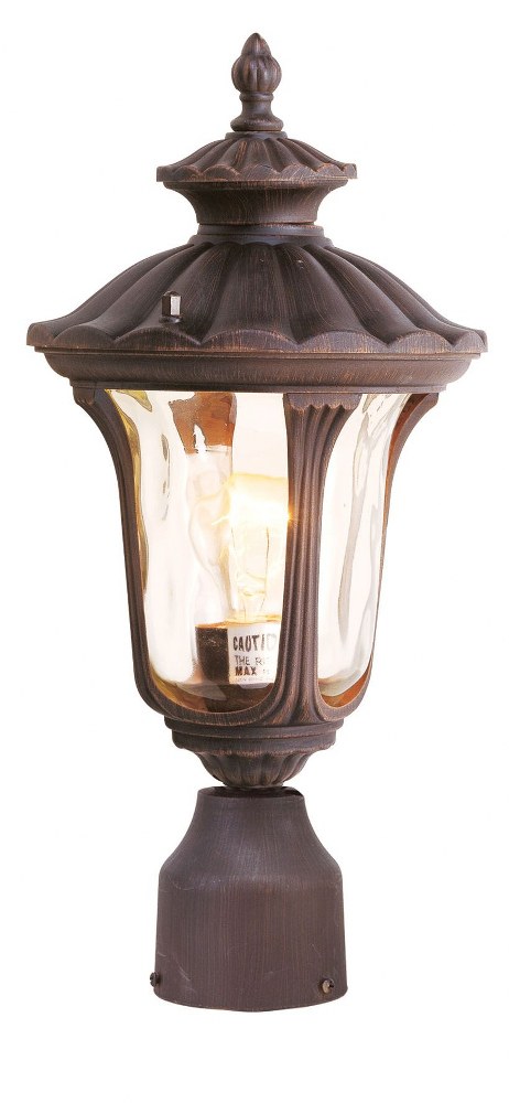 Livex Lighting-7667-58-Oxford - 1 Light Outdoor Post Top Lantern in Oxford Style - 7.25 Inches wide by 15.5 Inches high   Imperial Bronze Finish with Light Amber Water Glass