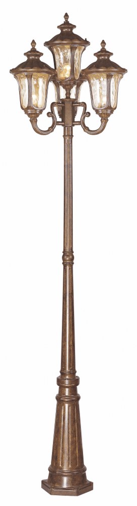 Livex Lighting-7669-50-Oxford - 4 Light Outdoor 4 Head Post in Oxford Style - 23 Inches wide by 93 Inches high Moroccan Gold  Bronze Finish with Clear Water Glass