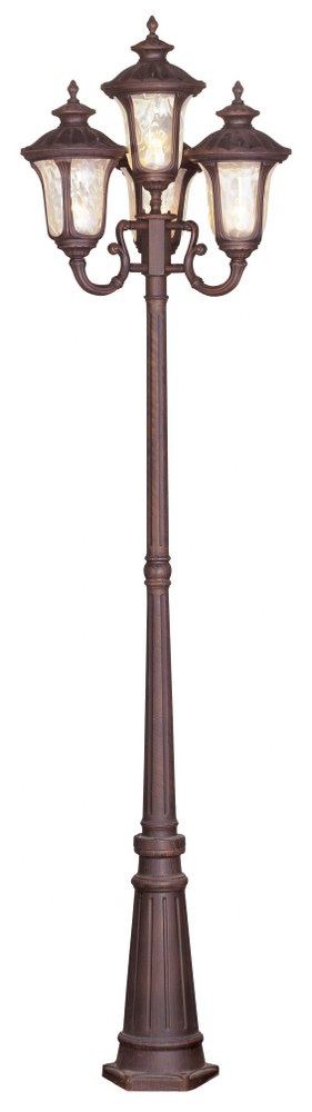 Livex Lighting-7669-58-Oxford - 4 Light Outdoor 4 Head Post in Oxford Style - 23 Inches wide by 93 Inches high Imperial Bronze  Bronze Finish with Clear Water Glass