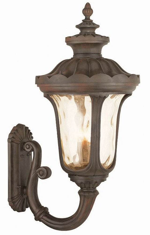 Livex Lighting-76701-58-Oxford - 4 Light Outdoor Wall Lantern in Oxford Style - 17 Inches wide by 35 Inches high   Imperial Bronze Finish with Light Amber Water Glass