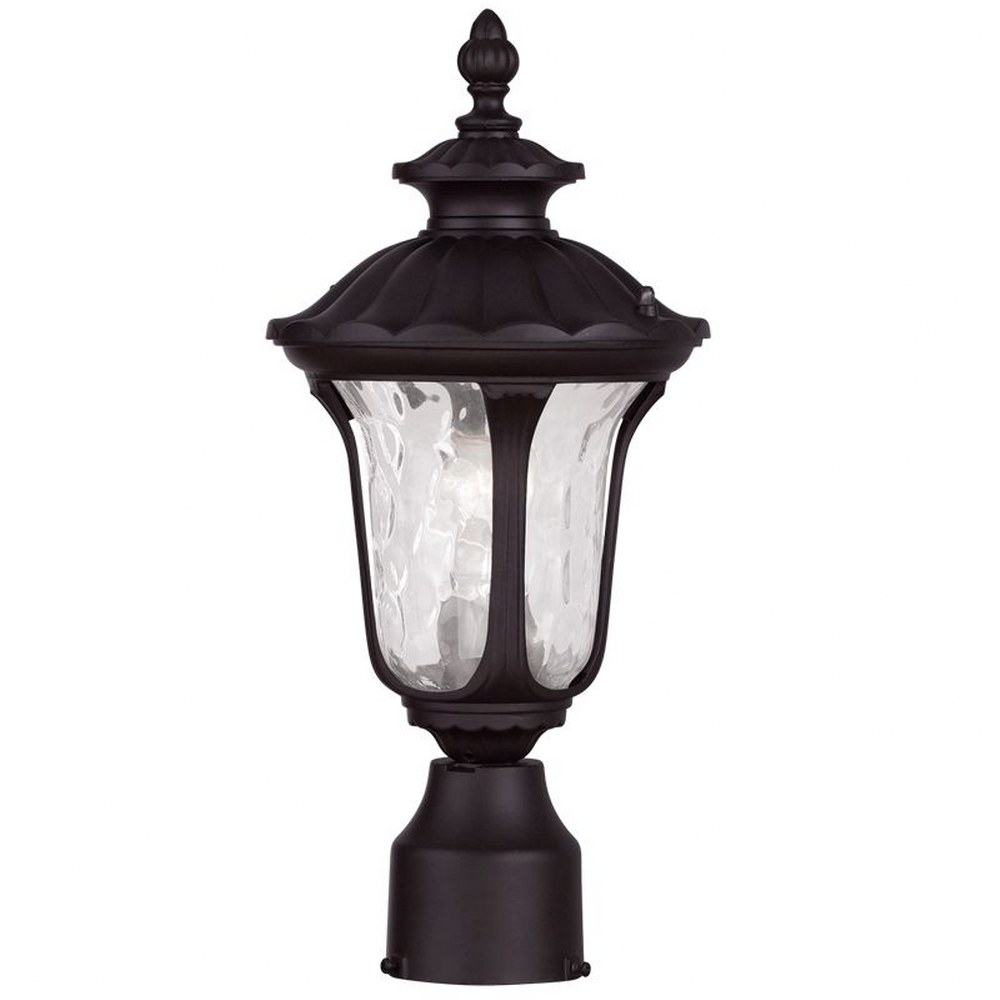 Livex Lighting-7848-07-Oxford - 1 Light Outdoor Post Top Lantern in Oxford Style - 7.25 Inches wide by 15.5 Inches high Bronze  Black Finish with Clear Water Glass