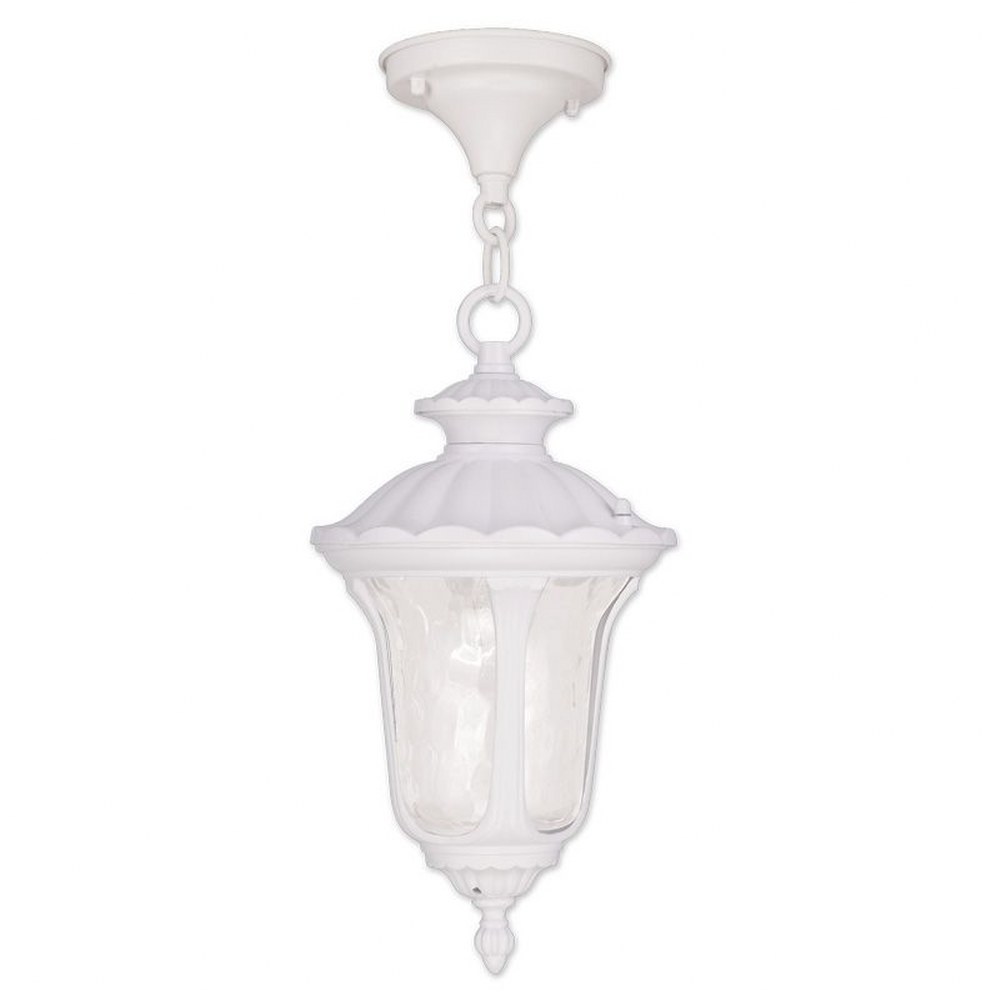 Livex Lighting-7849-03-Oxford - 1 Light Outdoor Pendant Lantern in Oxford Style - 7.25 Inches wide by 14 Inches high White  Bronze Finish with Clear Water Glass