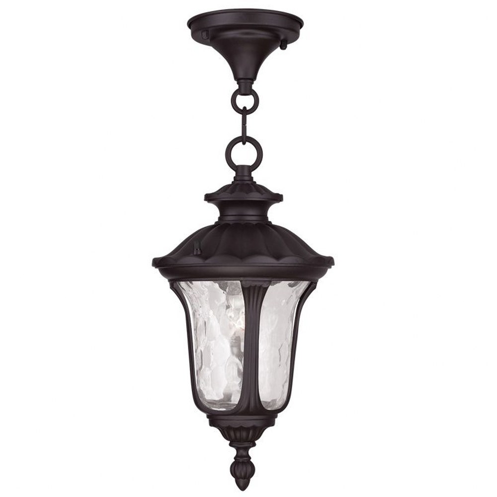 Livex Lighting-7849-07-Oxford - 1 Light Outdoor Pendant Lantern in Oxford Style - 7.25 Inches wide by 14 Inches high Bronze  Bronze Finish with Clear Water Glass