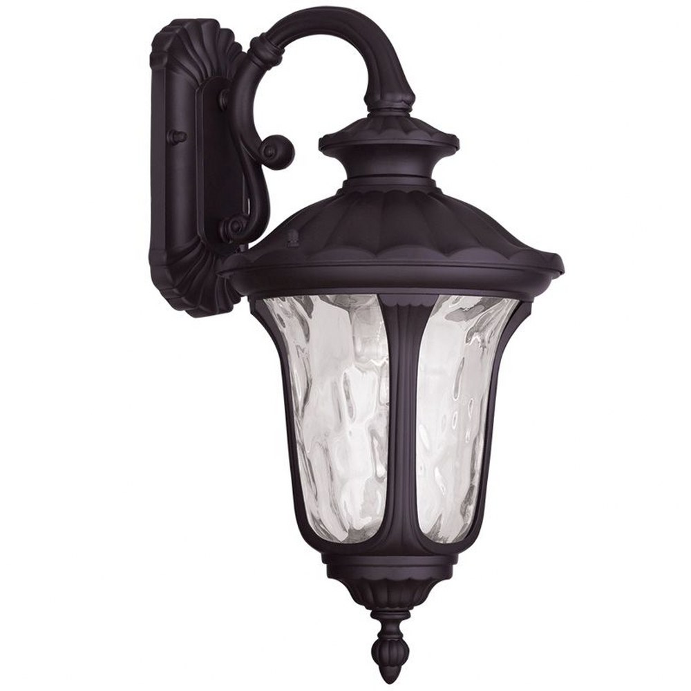 Livex Lighting-7853-07-Oxford - 1 Light Outdoor Wall Lantern in Oxford Style - 9.5 Inches wide by 19 Inches high Bronze  Black Finish with Clear Water Glass