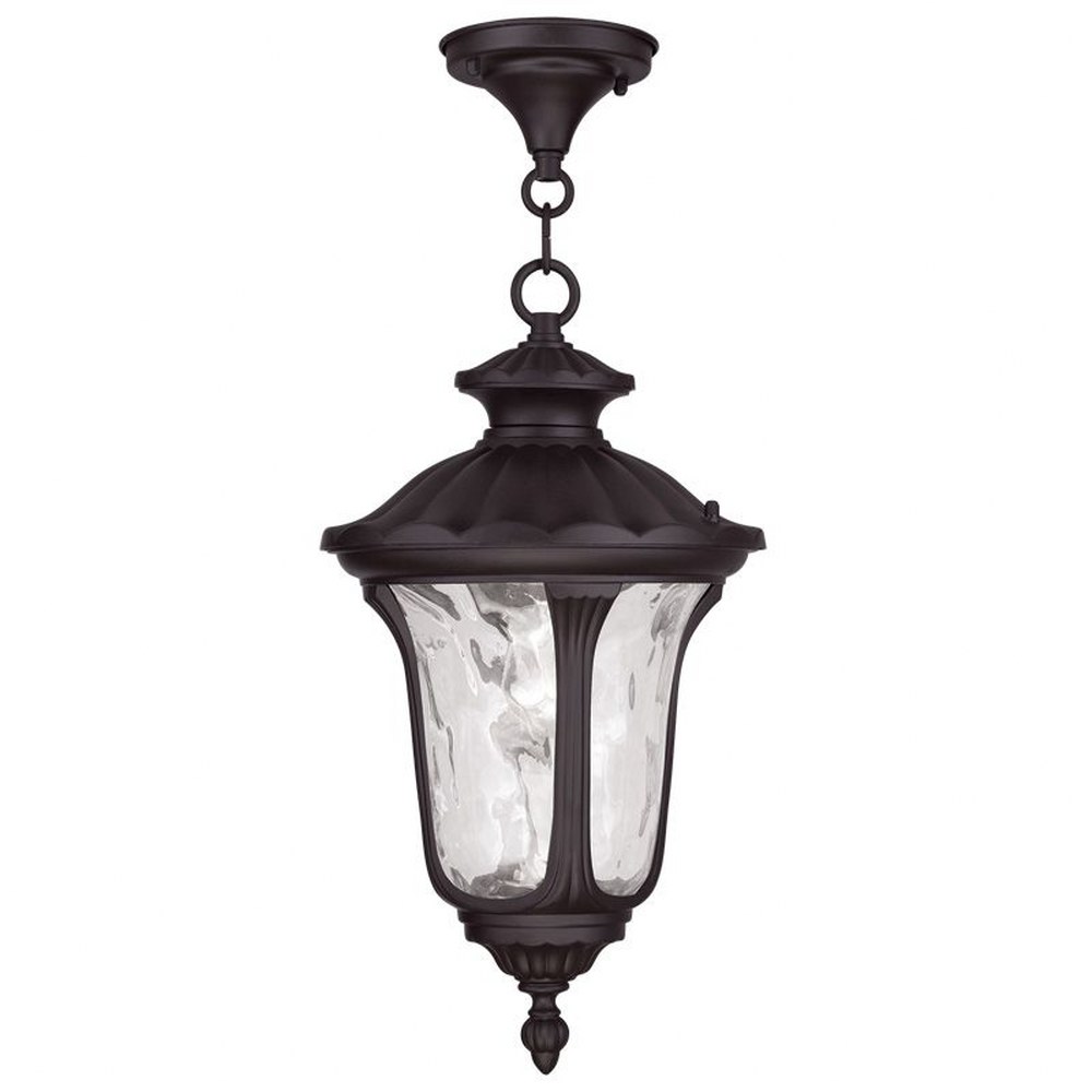 Livex Lighting-7854-07-Oxford - 1 Light Outdoor Pendant Lantern in Oxford Style - 9.5 Inches wide by 17.5 Inches high Bronze  Black Finish with Clear Water Glass