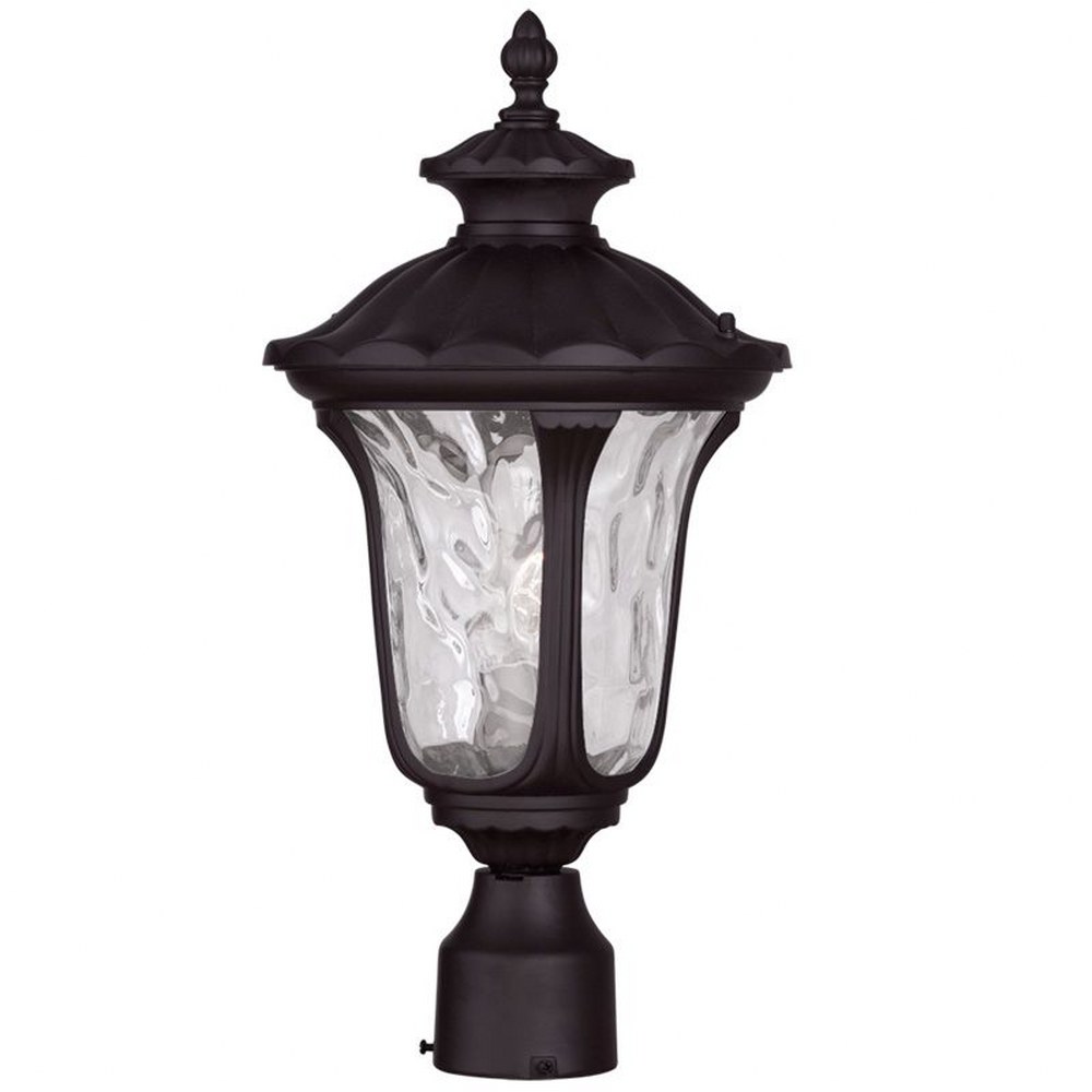 Livex Lighting-7855-07-Oxford - One Light Outdoor Post Head in Oxford Style - 9.5 Inches wide by 19 Inches high Bronze  Black Finish with Clear Water Glass