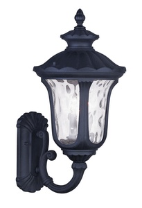 Livex Lighting-7856-04-Oxford - 3 Light Outdoor Wall Lantern in Oxford Style - 11 Inches wide by 22 Inches high Black  Black Finish with Clear Water Glass