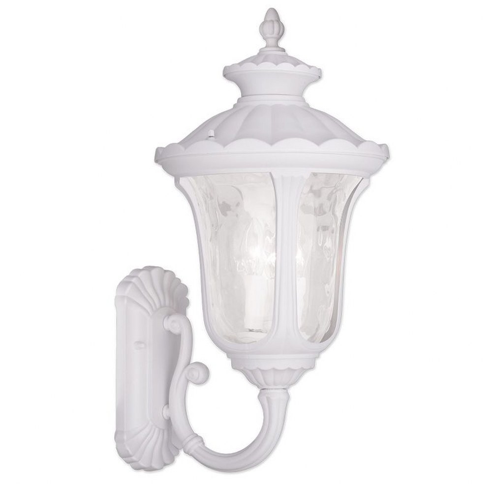 Livex Lighting-7862-03-Oxford - 3 Light Outdoor Wall Lantern in Oxford Style - 13.75 Inches wide by 28 Inches high White  Black Finish with Clear Water Glass