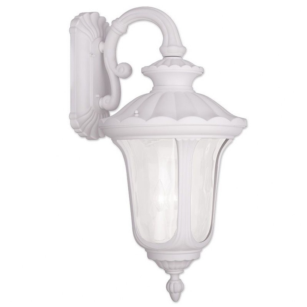 Livex Lighting-7863-03-Oxford - 3 Light Outdoor Wall Lantern in Oxford Style - 13.75 Inches wide by 28 Inches high White  Black Finish with Clear Water Glass