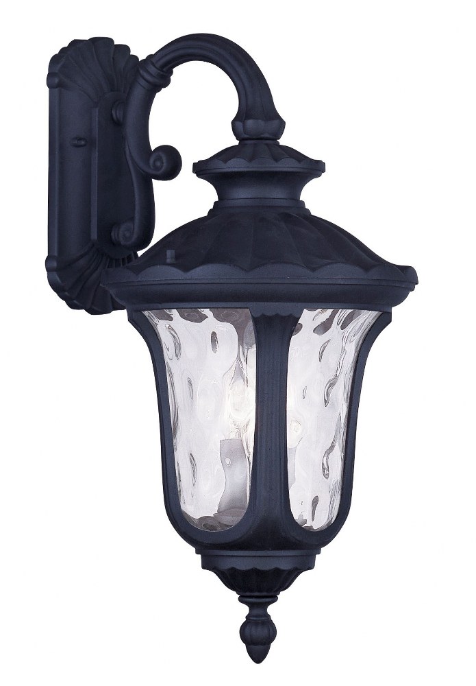 Livex Lighting-7863-04-Oxford - 3 Light Outdoor Wall Lantern in Oxford Style - 13.75 Inches wide by 28 Inches high Black  Black Finish with Clear Water Glass