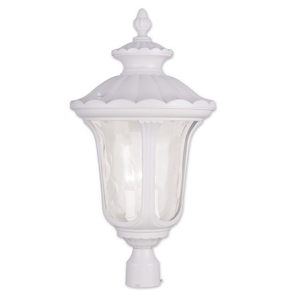 Livex Lighting-7864-03-Oxford - 3 Light Outdoor Post Top Lantern in Oxford Style - 13.75 Inches wide by 26.5 Inches high White  Black Finish with Clear Water Glass