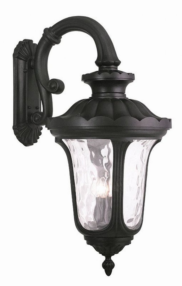 Livex Lighting-78701-04-Oxford - 4 Light Outdoor Wall Lantern in Oxford Style - 17 Inches wide by 35 Inches high   Black Finish with Clear Water Glass