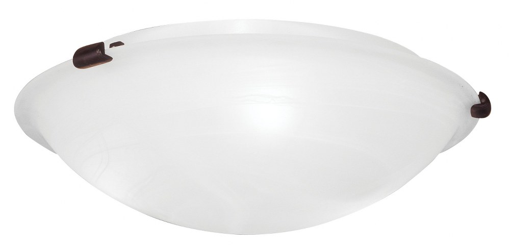 Livex Lighting-8012-07-Oasis - 3 Light Flush Mount in Oasis Style - 16.5 Inches wide by 4 Inches high Bronze  Brushed Nickel Finish with White Alabaster Glass