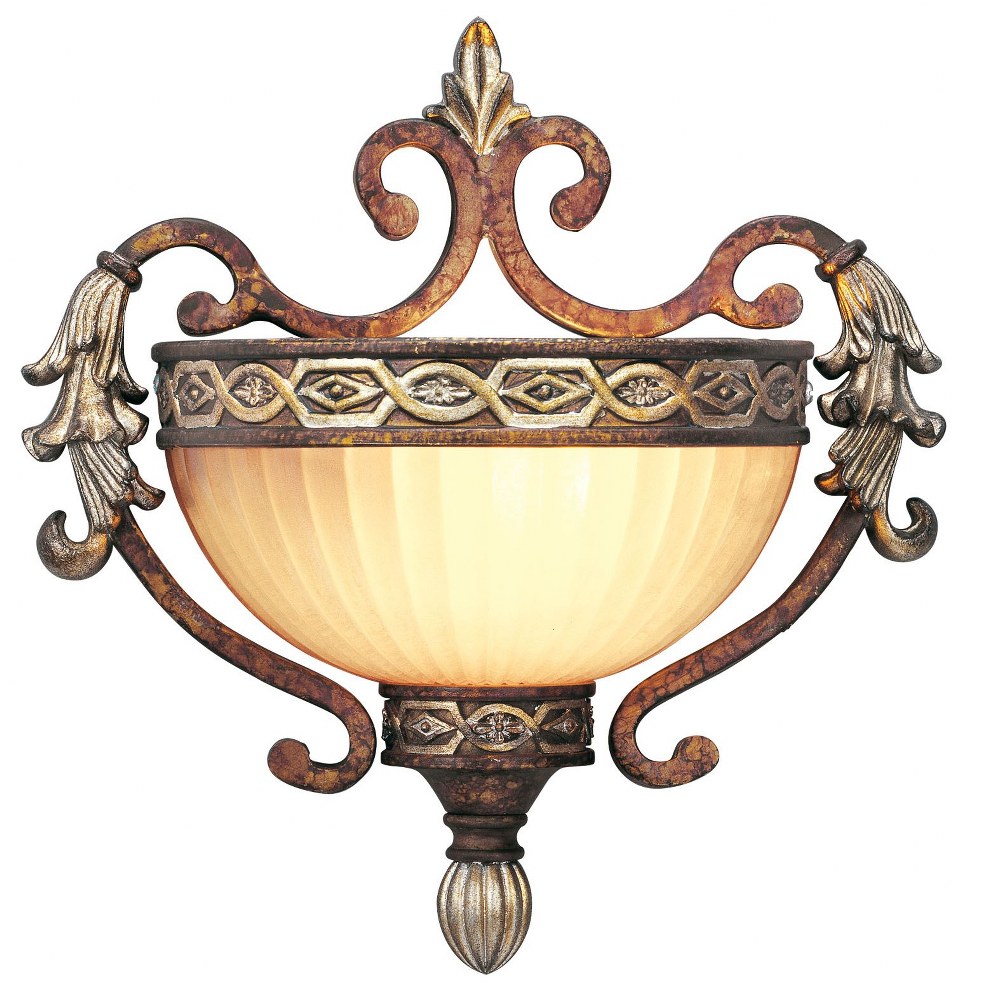 Livex Lighting-8540-64-Seville - 1 Light Wall Sconce in Seville Style - 10.25 Inches wide by 10.75 Inches high   Palacial Bronze/Gilded Finish with Gold Dusted Art Glass