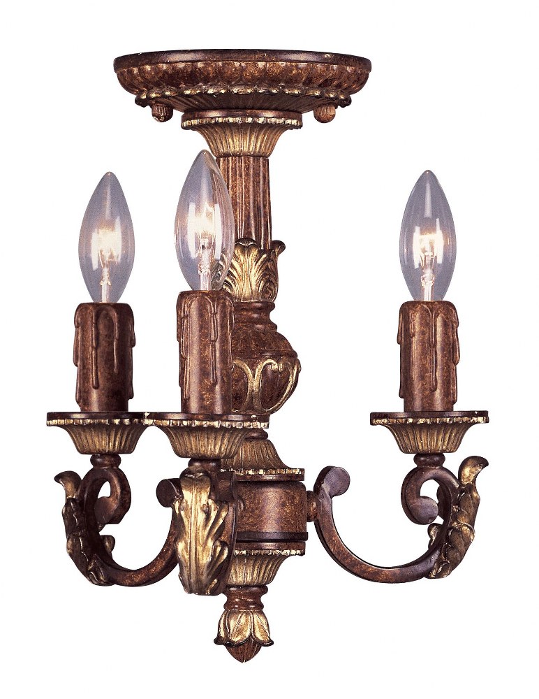 Livex Lighting-8583-63-Villa Verona - 3 Light Mini Chandelier in Villa Verona Style - 11.25 Inches wide by 13 Inches high   Verona Bronze/Aged Gold Leaf Finish