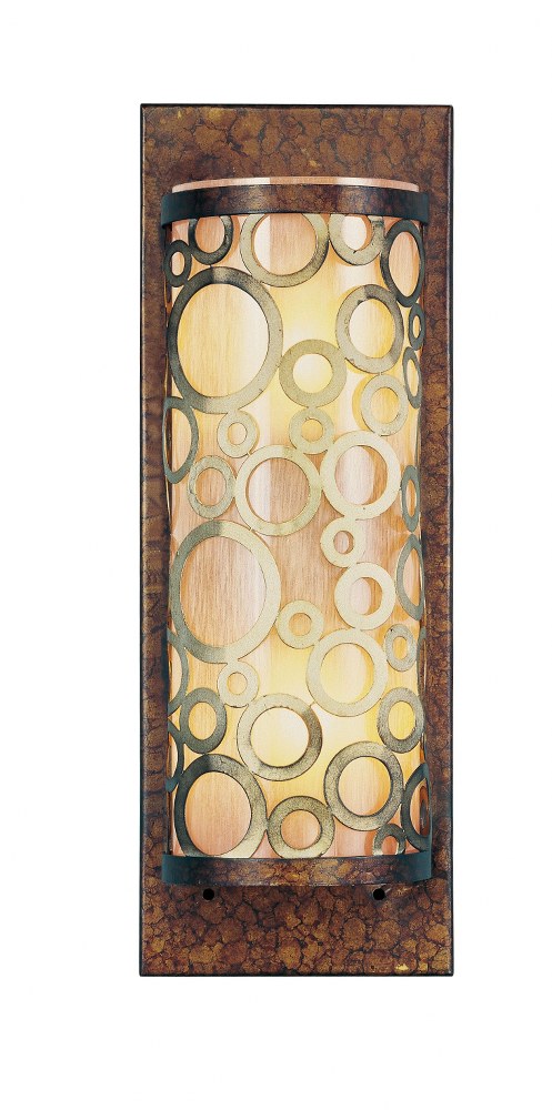 Livex Lighting-8684-64-Avalon - 2 Light Wall Sconce in Avalon Style - 5 Inches wide by 16 Inches high   Palacial Bronze/Gilded Finish with Hand Painted Gold Dusted Art Glass