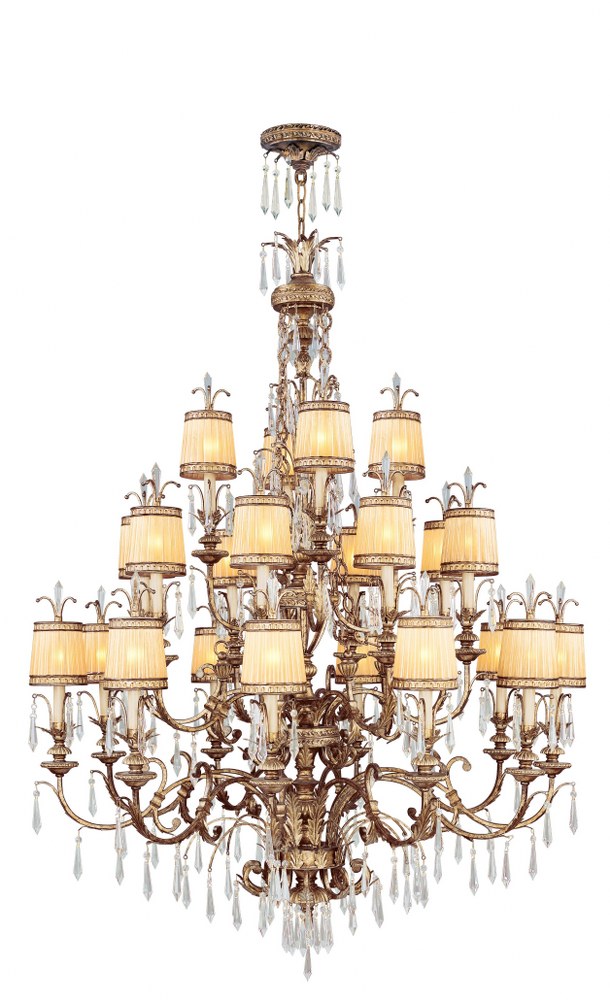 Livex Lighting-8815-65-La Bella - 22 Light Chandelier in La Bella Style - 48 Inches wide by 66 Inches high   Hand Painted Vintage Gold Leaf Finish with Gold Dusted Glass