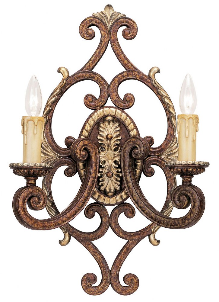 Livex Lighting-8862-64-Seville - 2 Light Wall Sconce in Seville Style - 14.25 Inches wide by 21.25 Inches high   Palacial Bronze/Gilded Finish