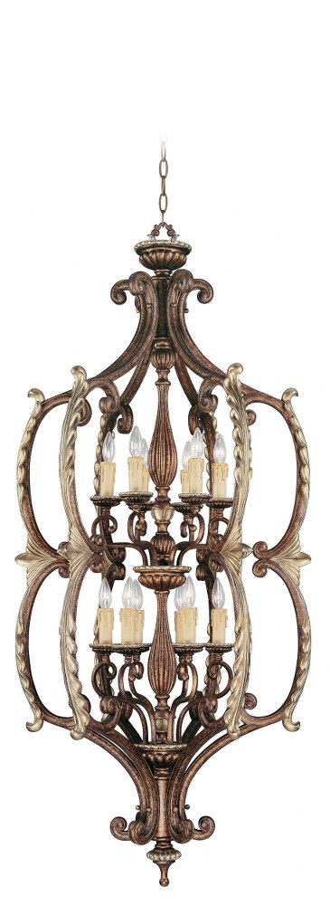 Livex Lighting-8866-64-Seville - 12 Light Foyer in Seville Style - 28 Inches wide by 63 Inches high   Palacial Bronze/Gilded Finish