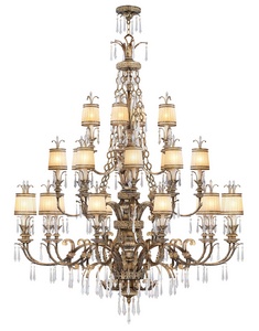 Livex Lighting-8910-65-La Bella - Twenty-Four Light Chandelier - 60 Inches wide by 76 Inches high   Vintage Gold Leaf Finish with Hand Crafted Gold Dusted Art Shade