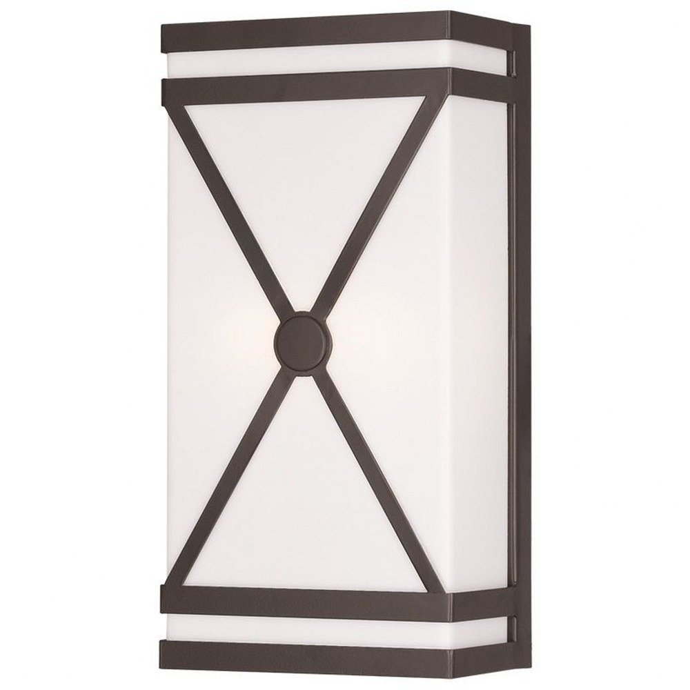 Livex Lighting-9415-07-Two Light Wall Sconce   Bronze Finish with Satin Opal Acrylic Glass