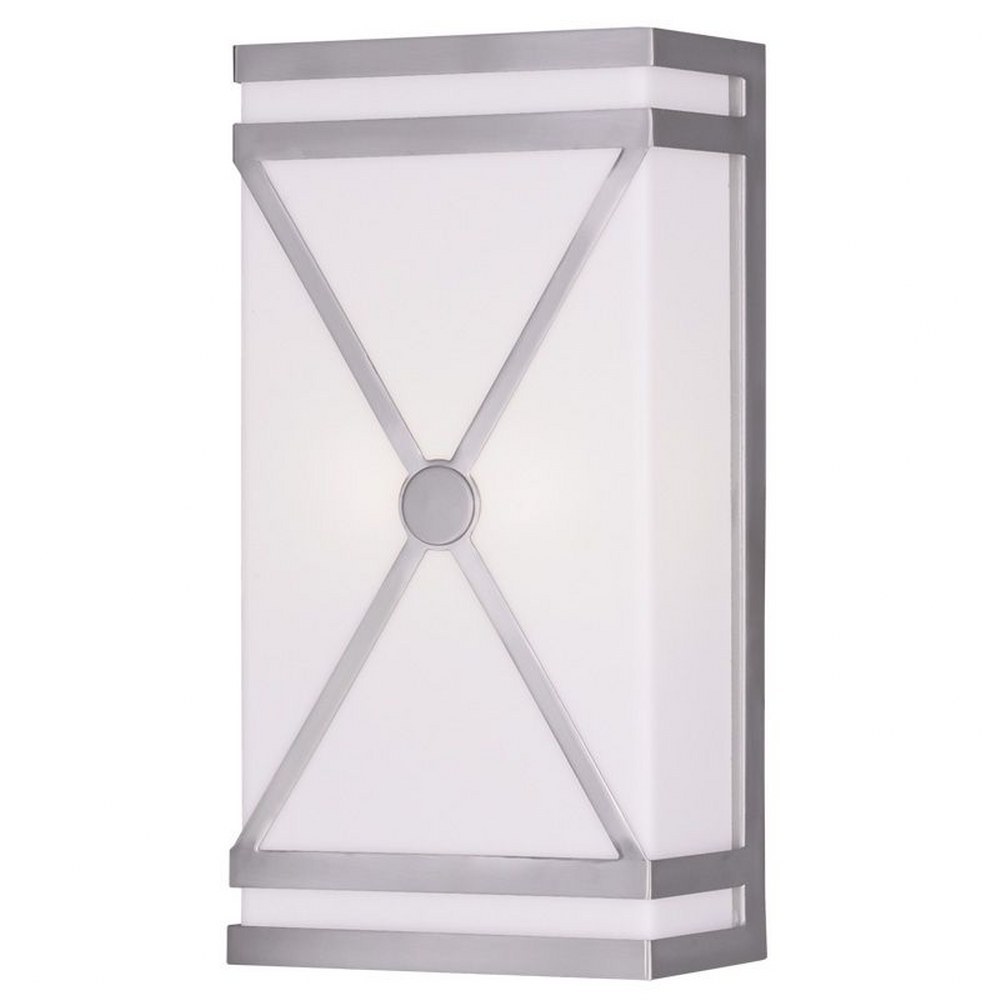 Livex Lighting-9415-91-2 Light ADA Wall Sconce   Brushed Nickel Finish with Satin Opal Acrylic Shade