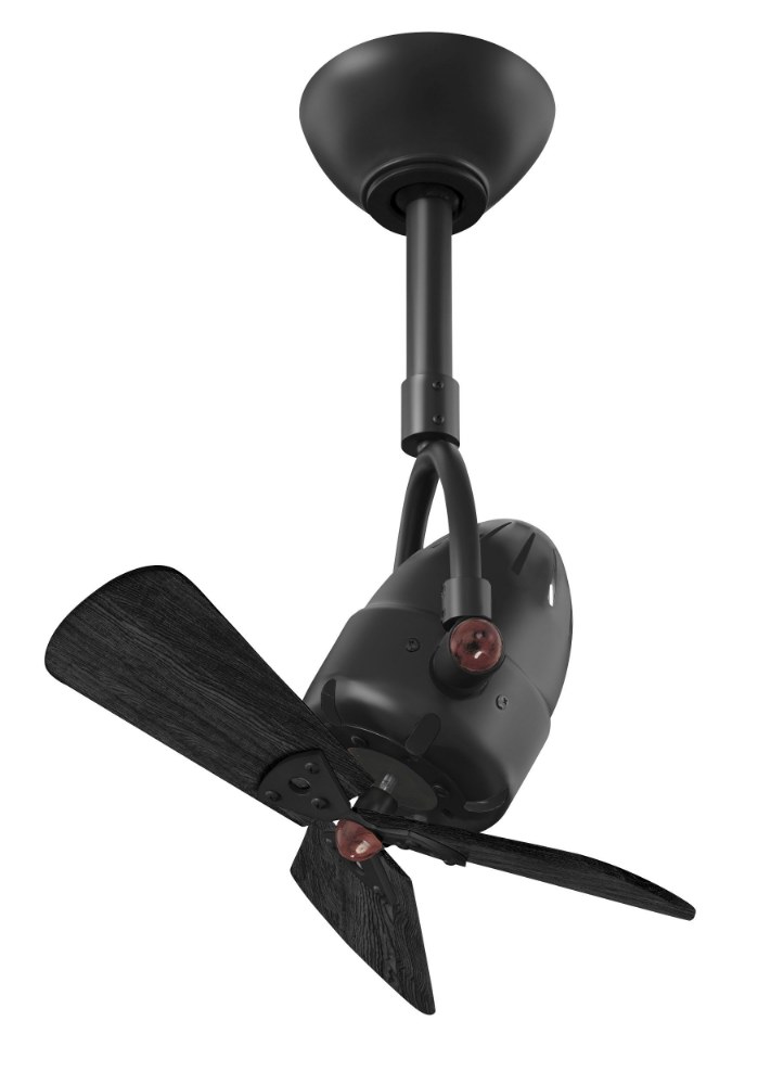 Matthews Fans-DI-BK-WDBK-Diane-3 Blade Oscillating Directional Ceiling Fan in Contemporary Style-13 Inches Wide by 14 Inches High Matte Black  Matte Black Finish