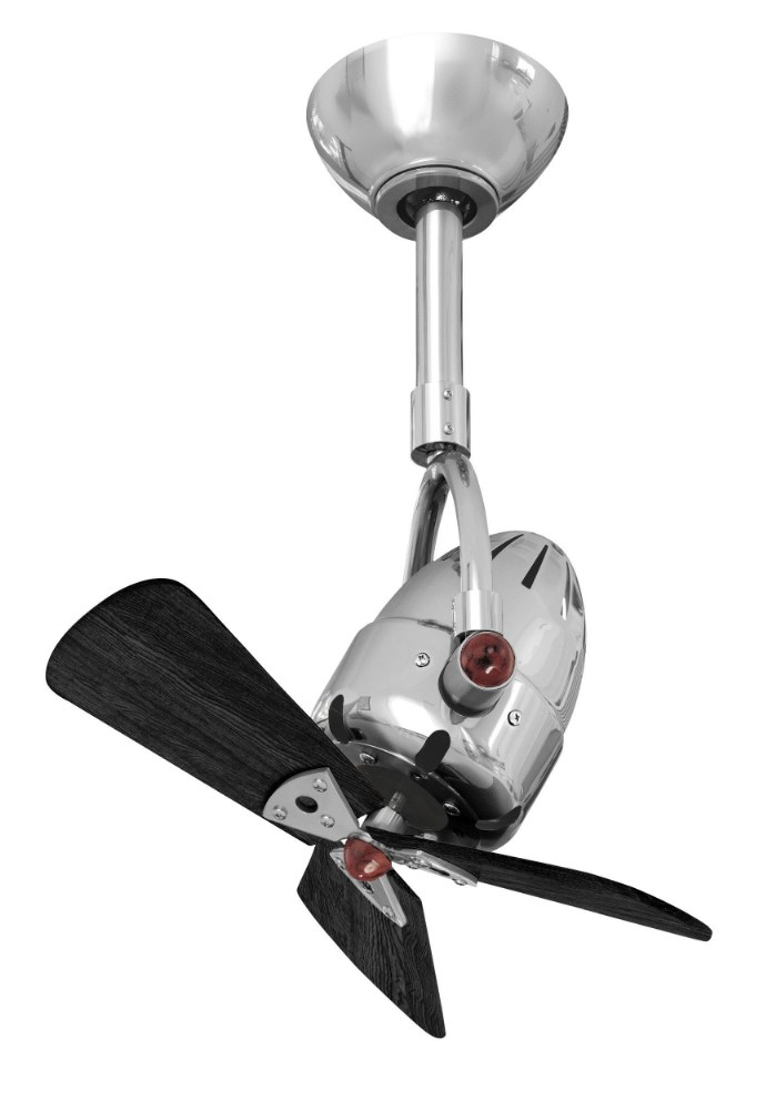 Matthews Fans-DI-CR-WDBK-Diane-3 Blade Oscillating Directional Ceiling Fan in Contemporary Style-13 Inches Wide by 14 Inches High Matte Black  Polished Chrome Finish