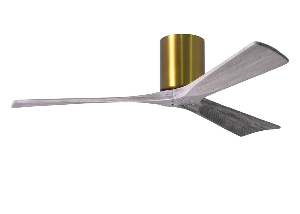 Matthews Fans-IR3H-BRBR-BW-52-Irene - 3 Blade Ceiling Fan In Contemporary Transitional Style-10 Inches Tall and 52 Inches Wide   Brushed Brass Finish with Barn Wood Tone Blade Finish