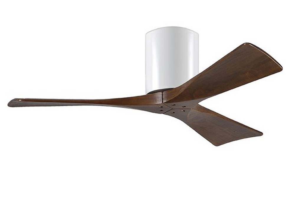 Matthews Fans-IR3H-WH-WA-60-Irene - 3 Blade Ceiling Fan In Contemporary Transitional Style-10 Inches Tall and 60 Inches Wide   Gloss White Finish with Walnut Tone Blade Finish