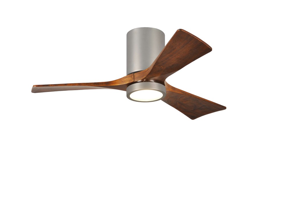 Matthews Fans-IR3HLK-BN-WA-42-Irene-3HLK - 42 Inch Flushmount Paddle Fan with Light Kit   Brushed Nickel Finish with Walnut Tone Blade Finish with Frosted Glass