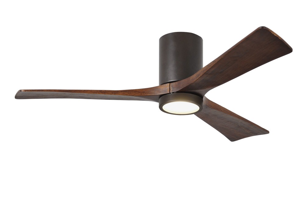 Matthews Fans-IR3HLK-TB-WA-52-Irene-3HLK - 52 Inch Flushmount Paddle Fan with Light Kit   Textured Bronze Finish with Walnut Tone Blade Finish with Frosted Glass