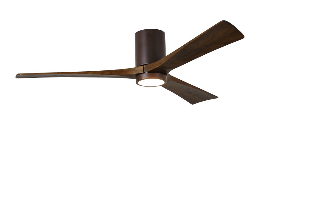 Matthews Fans-IR3HLK-TB-WA-60-Irene-3HLK - 60 Inch Flushmount Paddle Fan with Light Kit   Textured Bronze Finish with Walnut Tone Blade Finish with Frosted Glass