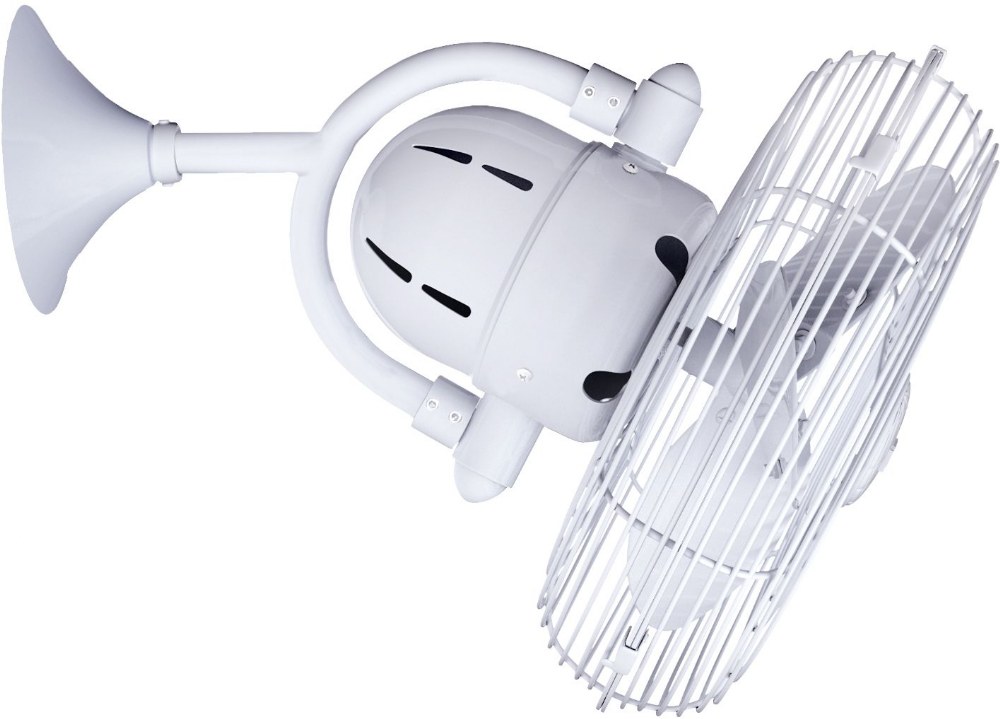 Matthews Fans-KC-WH-Kaye-3 Blade Oscillating Wall Fan-13 Inches Wide   Gloss White Finish with Gloss White Blade Finish